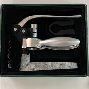Lever-Style Corkscrew Wine Opener in Silver